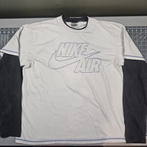 Vintage Nike Tshirt Mens XXL Y2k Spell Out Double Sleeve Streetwear Skater Retro
